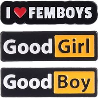 I Heart Femboys Enamel Pin Good Girl Boy Brooches Bag Clothes Lapel Badge Punk Black Jewelry Gift for Kids Friends