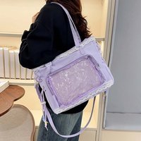 Lace Decoration Shoulder Ita Bag PVC PU Leather Goth Transparent Handbag Japanese Style Large Capacity Y2K Anime Display Bag