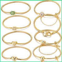 925 Sterling Silver Golden Series Bracelet Original Bracelets Fit Charms Pendant Bead DIY Jewelry Gift