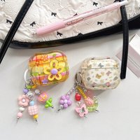 Dopamine Colorful Plaid Flower Butterfly 3D Decoration With Pendant Earphone Cover Case for AirPods 1 or 2 3 4 Pro 2 Pro 3