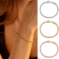 Vintage Twisted Rope Bracelet Hip Hop Jewelry Chunky Stainless Steel PVD Gold Plated Women's Thick Rope Chain Bracelet for Men