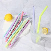 Reusable Silicone Straws Set with Cleaning Brushes, for Water, Milk, Juices, Smoothies, Flexible Portable, Straight, Bent Straws