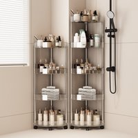 Household Corner Rack With Wheels Stainless Steel Multi-Layer Storage Corner Rack Living Room Bathroom Kitchen Shelf