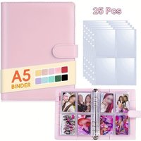 A5 4Pcs Loose Leaf Card Pages 25PCS Clear Photocard Holder Collection Supplies Idol Cards Name Cards Mini Photos Portable Home