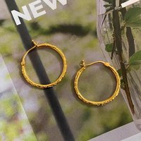 Luxury 24K 9999 Pure Gold real gold Peach Blossom Earrings Fashion Commuting Embossed Earrings for Women