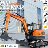 Angepasster Mini-Bagger 6,5 Tonnen Mikro-Bagger mit Schaufel - Leichter Raupenbagger für Innenabbruch & Hofarbeiten