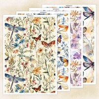 Colorful Flower with Butterflies Polymer Clay Transfer Paper Water Soluble Sticker for DIY Earrings Decal Handmade Gifts
