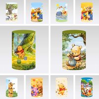 Cartoon Winnie the Pooh Tigger Field Cylinder Cover Kids Birthday Baby Shower Party Backdrop Custom Decor Background Studio