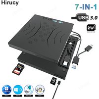 7-in-1 External Optical Drive USB3.0 Type-C Portable CD DVD RW Player for Laptop PC Windows DVD Burner with SD TF Card Slots