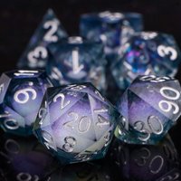 DND Dice Set 7pcs Quicksand Liquid Core Sharp Edge Handmade D&D Dice Set for Dungeons and Dragons RPG MTG Role Playing Game