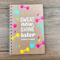 Premium Kraft Cover Fitness Journal – Track Exercise, Calories, Weight Loss Progress & Daily Goals with Bonus Sticker Sheet