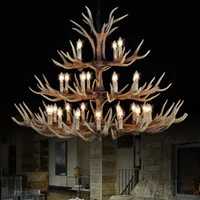 Modern Retro Antler Chandelier Lighting Resin Deer Horn Pendant Lamp For Restaurant Living Room Hotel Shop Dining Table Hanging