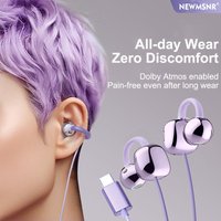 NEW Clip-on Type C&3.5mm Wired Headphones HIFI Sound Sports Earbuds Handfree Gaming Headsets With HD Mic Earphones For Samsung