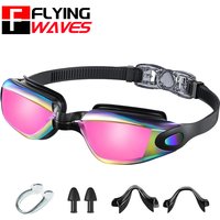 Anti Fog HD Swimming Glasses+Ear Plugs+Nose Clip No Leaking Adjustable Swimming Goggles for Adult Men Women Youth