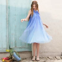 ELFSACK Halter Neck Pleated Mini Dress, Gradient Sequin Tulle A Line Dress, Star Pearl Ruffle Beach Vacation Outfit