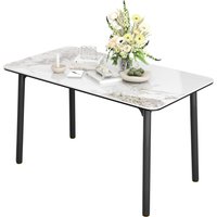 Dining Table 63" Sintered Stone Dining Room Table with Metal Legs, Rectangular Dinner Table Kitchen Table for 4,Table only