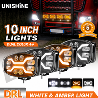 UNISHINE 10" LED-LKW-Licht Weißes Fahrlicht Weiß+Bernsteinfarbenes DRL-Stroboskop 40000LM Scheinwerfer Superhell IP68 für 4x4-LKW Offroad-Einsatz