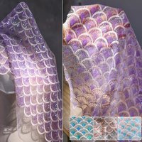 Ocean Mermaid Scale Bead Embroidery Rainbow Laser Sticker Mesh Fabric - Dreamy Bead DIY Bag Performance Costume Fabric