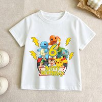 Cute Pokemon Number T-shirts 1-10T Anime Pikachu Birthday Party Clothes Boy Girl Short Sleeve Tee Tops Cartoon Summer Clothes