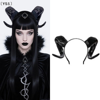 〔YS1〕Devil Sheep Horn Headdress Role Playing Girl Boy Gothic Ox Horn Antelope Hairband Halloween Party Costume Decorative Headwe