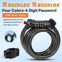 BUCKLOS Bicycle Cartoon Combination Lock Portable Durable 1.2m-Digit 4-Digit Password Steel Cable Lock With Stand Cycling Lock