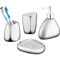 4/5-teiliges Set, komplettes Set, modernes Badezimmerzubehör-Set aus Keramik in Silber und Gold mit Seifenspender für moderne Heimdekoration