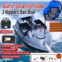 GPS Auto Return Cruise Sonar Fish Finder High Speed Remote Control Fishing Boat 500M 3 Hopper 2KG Load LED Lighting RC Bait Boat