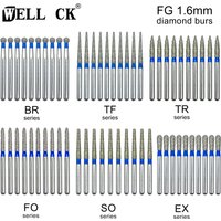 10Pcs/Pack WellCK Dental Diamond Burs Drill 59 Sizes FG 1.6mm Bur for High Speed Handpiece Dentistry Tools