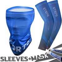 2Pcs Set Summer Ice Silk Cycling Arm Sleeves Breathable Bandana Mask Combination Suit Elastic Cold UV Sun Protection