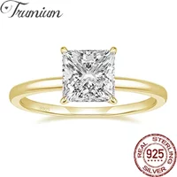 Trumium 2CT Real 925 Sterling Silver Engagement Ring Princess Cut AAAAA+ Zirconia Wedding Promise Rings for Women Fine Jewelry