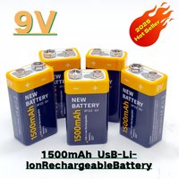 Premium Quality 9V USB Rechargeable Lithium-Ion Battery, 1500mAh Type-C Charging, Suitable for Microphones, Toys, Meters and Oth