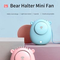 Bear Ears Hanging Neck Fan, 3 Speed USB Rechargeable Mini Portable Fan, Lightweight Fan with Neck Strap for Outdoor Travel