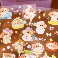 4 Sheets Cute Cartoon Bear & Bunny Flat Stickers, Soft Fun Journal Decor, Diary DIY Collage Materia