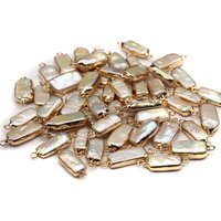 1pc 8x22mm Baroque Rectangular Connector Pendant Natural Freshwater Pearls Charms for Jewelry Making DIY Necklace Accessories