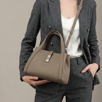 BURMINSA Luxury Genuine Leather Top Handle Bags For Women Minimalist Satchel Commuter Office Shoulder Crossbody Elegant Handbags