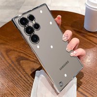 Luxury Plating Frameless Case For Samsung S26 S25 S24 Ultra S23 S22 Ultra Transparent Camera Lens Protection Shockproof Cover