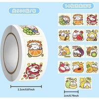 500Pcs/Roll Kawaii Fruit Cat Stickers, 14 Cute Cartoon Patterns Decals for Laptop Journal DIY Craft Decor