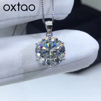 OXTAO 1ct-5ct Moissanite Necklace D VVS1 Solitaire Diamond Charm Party Wedding Necklace For Women Fine Jewelry 14K Gold Filled
