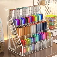 3 Layers Transparent Drink Bag Storage Divider Pen Holder Marker Pen Storage Rack Nail Polish Display Rack Cosmetic Organizer
