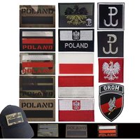 Poland Flag Eagle Polish GROM Morale Emblem Embroidery Applique Tactical Backpack Badge,IR Reflective Patches Armband Stickers