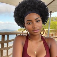 Afro Ombre Black Headband Wig Black Female Short African American Wig Synthetic African American Twisted Curly Headband Wig