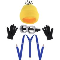 4Pcs Party Minion Costumes Little Yellow Man Cosplay Movie Cartoon Funny Dress Up Magical Thief Dad Fancy Suspenders Outfit