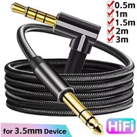 90 Degree Elbow Universal 3.5mm Jack Audio Cable Braided Speaker Aux Wire Male To Male Speaker Aux Line for Samsung Xiaomi Cord