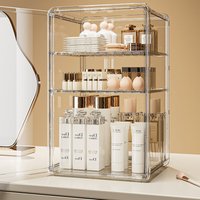 Transparent Acrylic Makeup Organizer, Dustproof Large Capacity Storage Case, Desktop Shelf for Skincare & Cosmetics