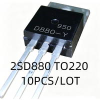 10PCS/LOT New D880 2SD880 2SD880-Y TO-220 60V 3A 40W Audio Amplifier Switch In Stock