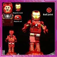 Iron Man Marvel Superhero Anime Figure Building Blocks Action Figure Pripheral Model Props Collection Crafts Gift Toys Kids