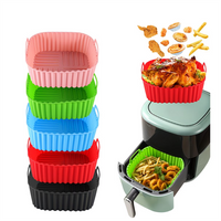 1pc Reusable Silicone Air Fryer Liners - 8 Inch Square for 4-7 Qt Air Fryers - Air Fryer and Microwave Safe - Easy Cleaning