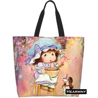 Fashion Cute Sarah Kay Shopping Tote Bag Reusable Cartoon Groceries Linen Shopper Shoulder Bag