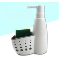 1PC 2 In 1 Multifunction Liquid Dispenser Drain Rack Container Drainboard Soap Dish Organizer Home Detergent Storage Box Sponge