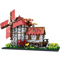 Reobrix 66014 European Century Windmills Town Model Modular Street View Series DIY Toys Building Blocks Boys Gift 2296Pcs